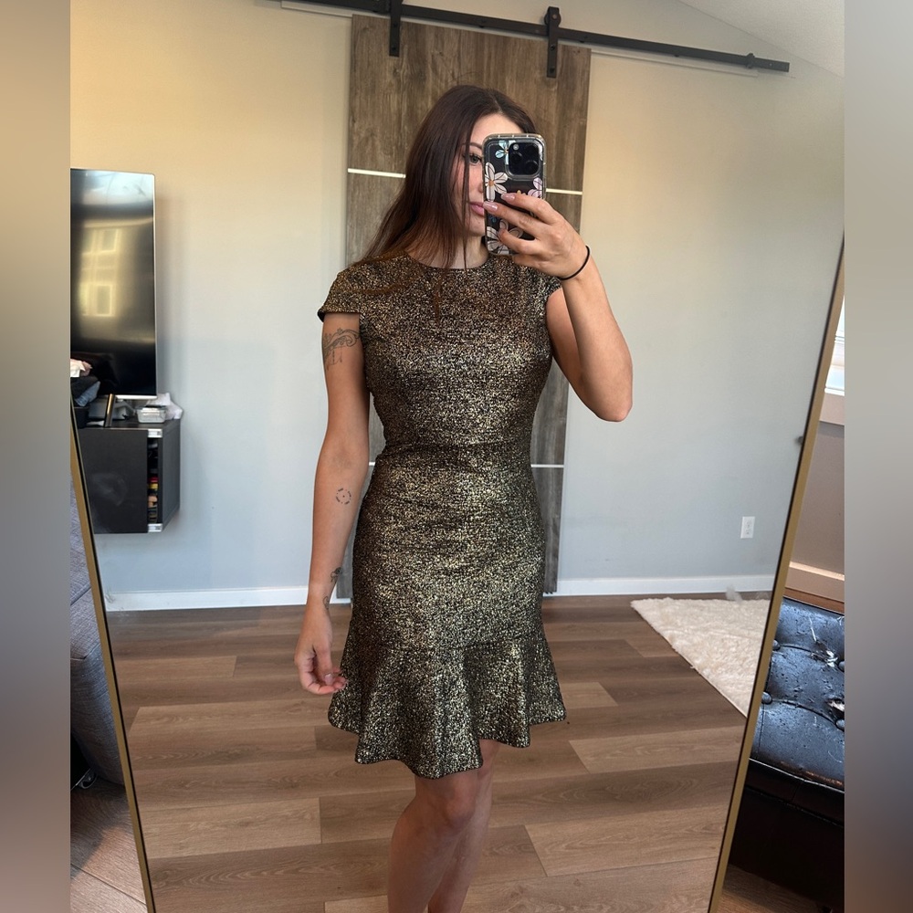 Michael Kors Metallic gold-Knit A-Line Dress - Picture 1 of 11